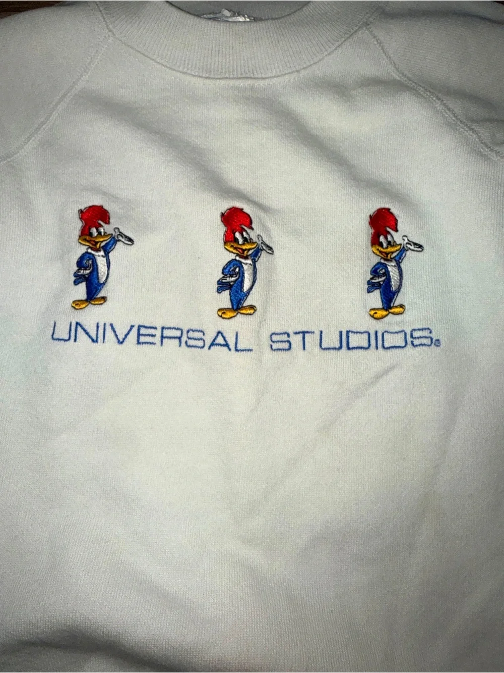 Universal Cream Crewneck Sweatshirt with Character Embroidery